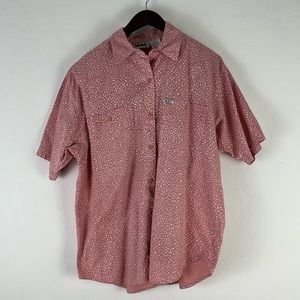 ILIO Pink Polka Dots Shirt with Shoulder Pads Size Large Vintage